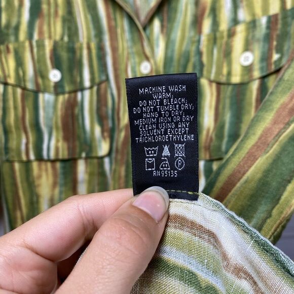 LAFAYETTE 148 Linen Striped Watercolor Short Sleeve Button Down Shirt Sz 4 Small - Picture 9 of 9